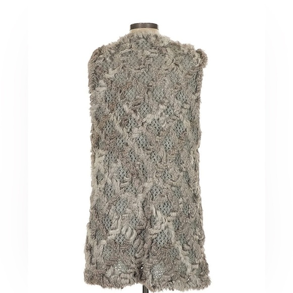 Neiman Marcus 100% Rabbit Fur Open Knit Vest size XL Gray Old Money Chic - Picture 13 of 15